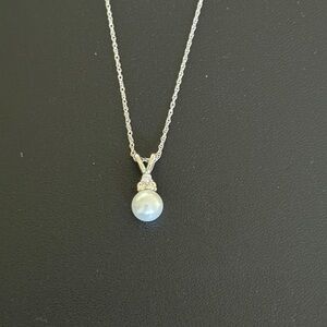 Sterling Silver and Faux Pearl Dainty Necklace